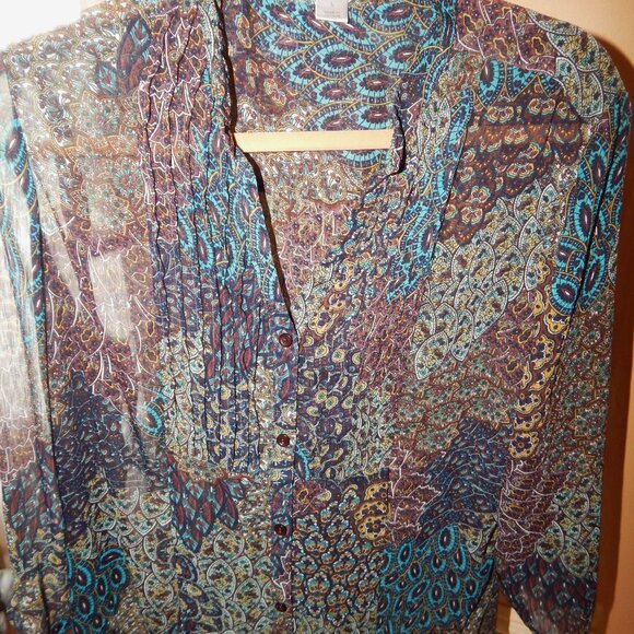 Ladies Christopher & Banks Tunic - Blouse - Shirt - Top   Size L   Multi colored - Picture 2 of 8
